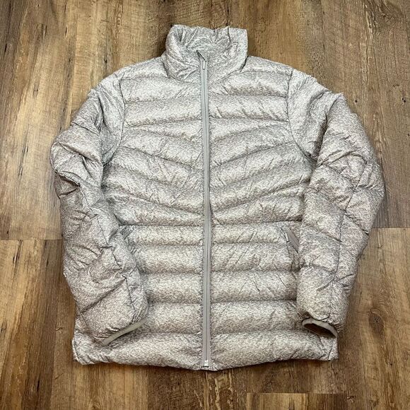 Lands' End Packable Down Puffer Jacket Heathered Brown Mock Neck Women's S - Picture 1 of 11